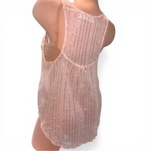 Y2K Abercrombie & Fitch Blush Peach Sheer metallic Tassel Tank